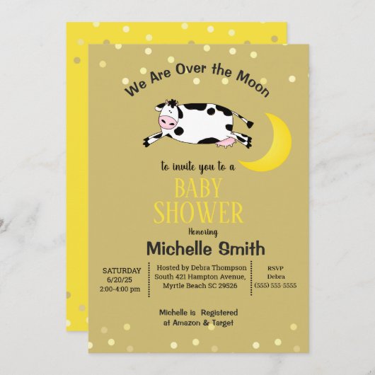 Die Kuh sprang über den Mond Einladung (Vorne/Hinten)