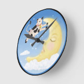 Die Kuh sprang über den Mond Runde Wanduhr (Winkel)