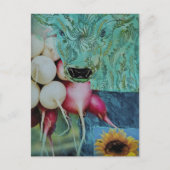 Die Kuh-und-Rettich-Collage Postkarte (Vorderseite)