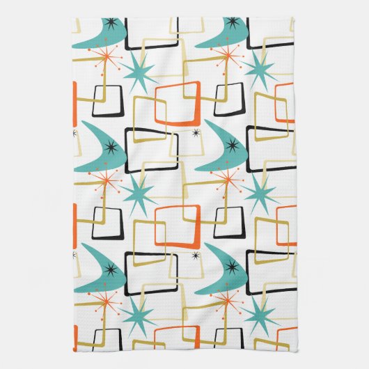 Die kühlen Atomstars Boomerang Quadrate Mitte des Geschirrtuch (Vertikal)