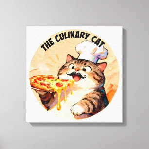 Die kulinarische Katze mit Pizza-Katze-Koch, der P Leinwanddruck