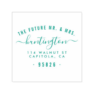 Die künftige Rücksendeadresse von Mr. & Mrs. Typog Permastempel