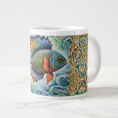 Die Kunst der Batik Fisch Jumbo-Tasse (Vorderseite Rechts)