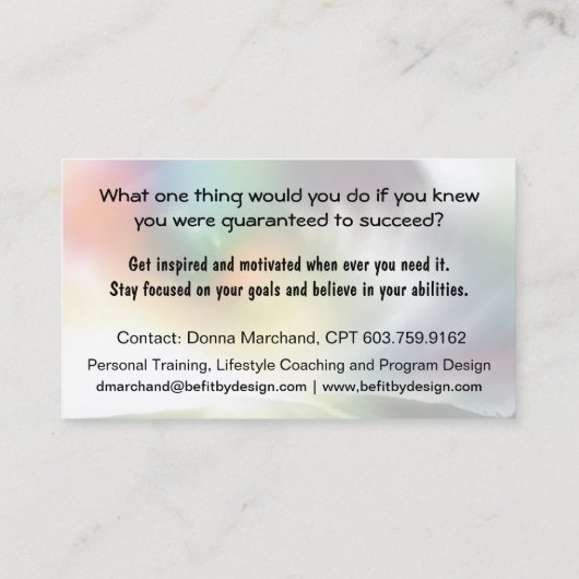 Die Kunst der Fitness Business Card Visitenkarte (Rückseite)