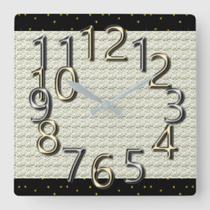 Die-Kunst-der-Zeit-MoD-Silber & Gold-Clocks Quadratische Wanduhr