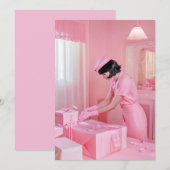 Die Kunst des rosa Geschenkes Einladung (Vorne/Hinten)