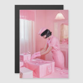 Die Kunst des rosa Geschenkes Magneteinladung (Vorne/Hinten)