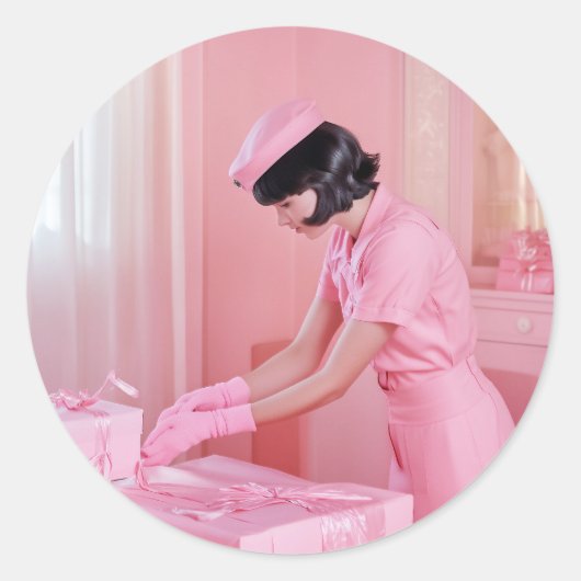 Die Kunst des rosa Geschenkes Runder Aufkleber (Vorderseite)