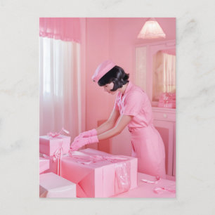 Die Kunst des rosa Geschenkverpackens Postkarte