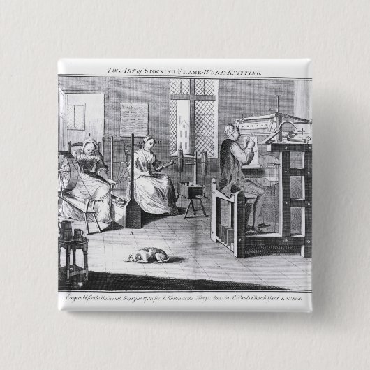 Die Kunst des Strumpf-Rahmen-Arbeit-Strickens Button (Vorderseite)