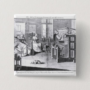 Die Kunst des Strumpf-Rahmen-Arbeit-Strickens Button