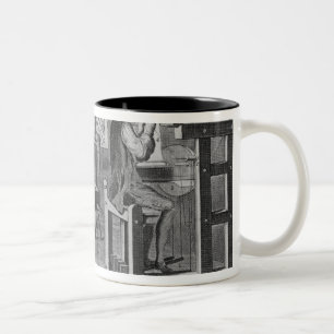 Die Kunst des Strumpf-Rahmen-Arbeit-Strickens Zweifarbige Tasse