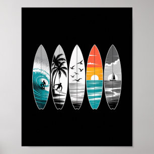 Die Kunst des tropischen Surfbretts für Beach Vibe Poster