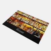 Die künstlerische Aquarellfarbe der Rückseite der  Fußmatte (Schrägansicht)