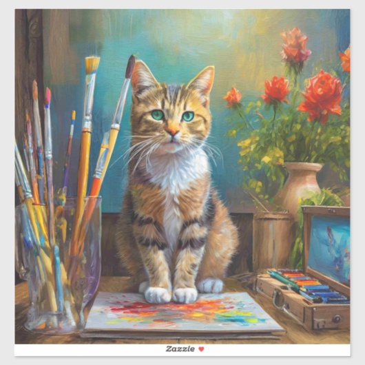 Die künstlerische Katze Aufkleber (Blatt)