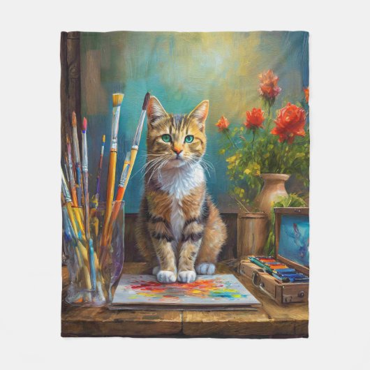Die künstlerische Katze Fleecedecke (Vorderseite)