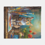 Die künstlerische Katze Fleecedecke (Vorderseite (Horizontal))