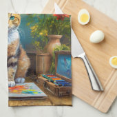 Die künstlerische Katze Geschirrtuch (Viertel Falte)