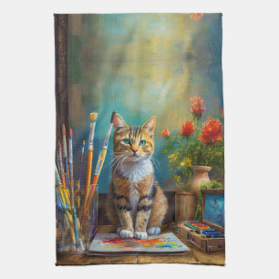 Die künstlerische Katze Geschirrtuch