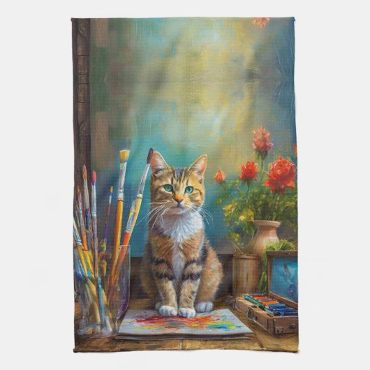 Die künstlerische Katze Geschirrtuch (Vertikal)