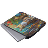 Die künstlerische Katze Laptopschutzhülle (Vorne Knopf)
