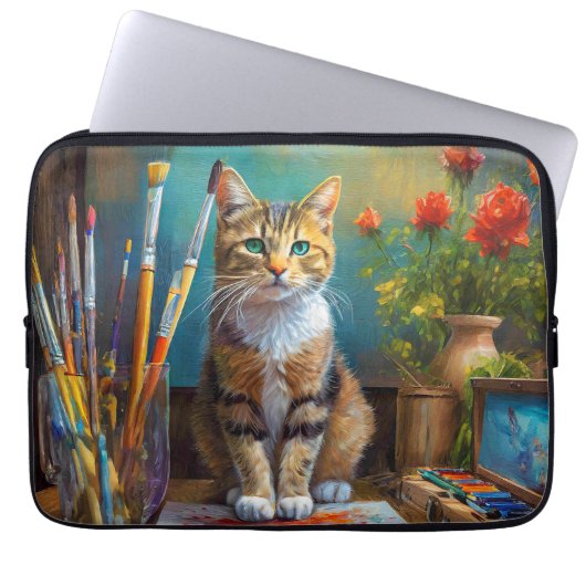 Die künstlerische Katze Laptopschutzhülle (Vorderseite)