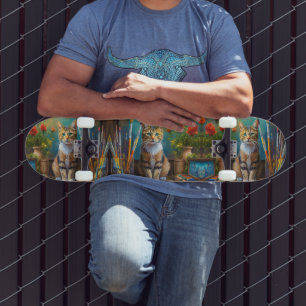 Die künstlerische Katze Skateboard