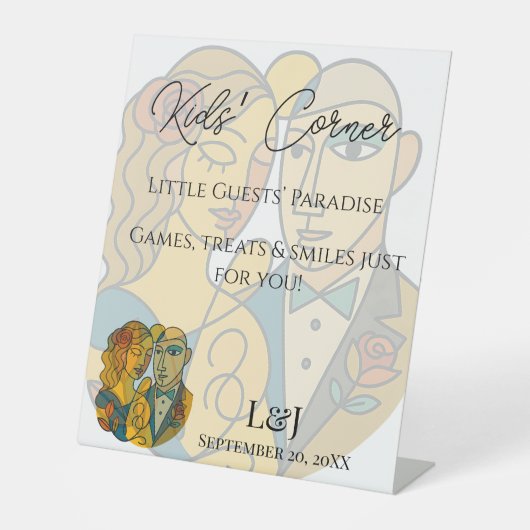 Die künstlerische Moderne Silhouette Hochzeitskind Sockelschild (Vorderseite)