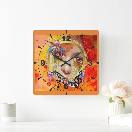 Die künstlerische Palette Quadratische Wanduhr (Zuhause)