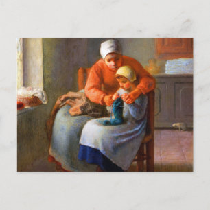 Die Kunststrickstunde von Jean-François Millet Postkarte