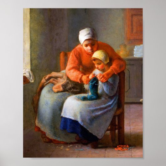 Die Kunststunde von Jean-François Millet Poster (Vorne)