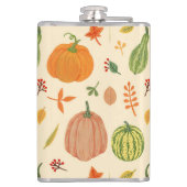 Die Kürbis sind grün und orange, das Muster ist na Flachmann (Rückseite)