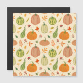 Die Kürbis sind grün und orange, das Muster ist na Magnetkarte (Vorne/Hinten)