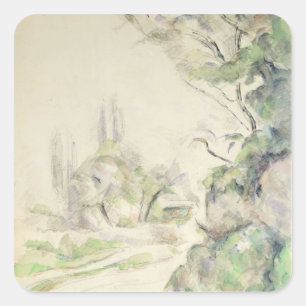 Die kurvenreiche Straße, c.1900-06 (w/c auf Quadratischer Aufkleber