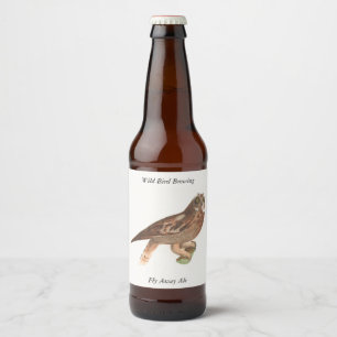 Die Kurze Eule (Otus palustris) New York Bird Bierflaschenetikett