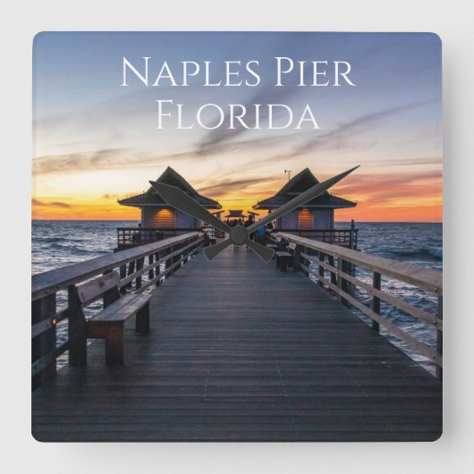 Die Küste des Pier Napoli florida Quadratische Wanduhr (Vorderseite)