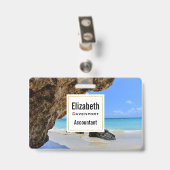 Die Küste des tropischen Strandes mit dem großen F Ausweis (Rückseite mit Clip)