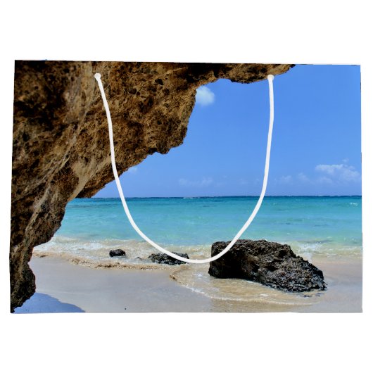 Die Küste des tropischen Strandes mit dem großen F Große Geschenktüte (Rückseite)