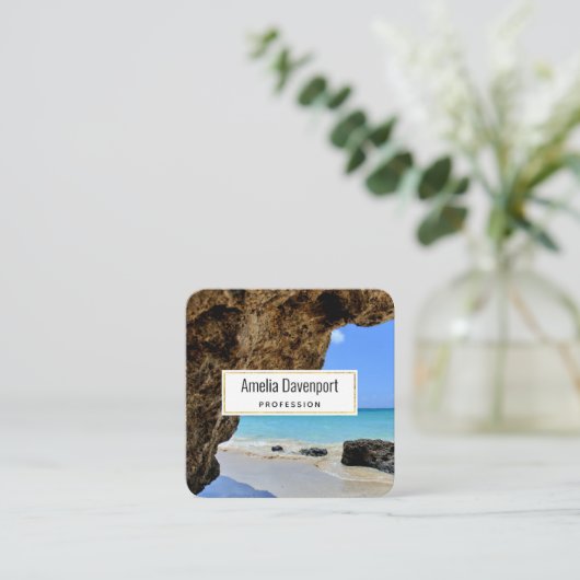 Die Küste des tropischen Strandes mit dem großen F Quadratische Visitenkarte (Stehend Vorderseite)