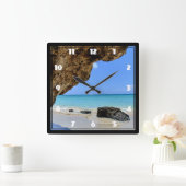 Die Küste des tropischen Strandes mit dem großen F Quadratische Wanduhr (Zuhause)