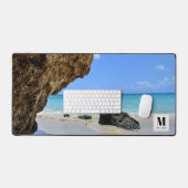 Die Küste des tropischen Strandes mit dem großen F Schreibtischunterlage (Tastatur & Maus)