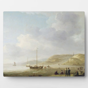 Die Küste in der Nähe von Scheveningen mit Angeln Fotoplatte