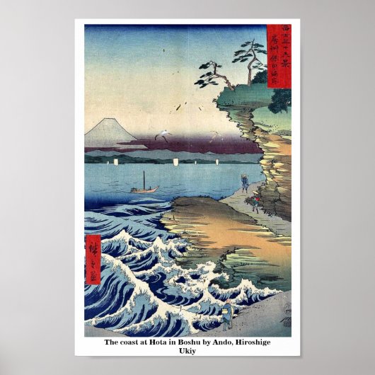 Die Küste von Hota in Boshu durch Ando, Hiroshige  Poster (Vorne)