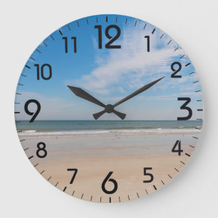 Die Küstenlinie an Jacksonville-Strand, Florida Große Wanduhr