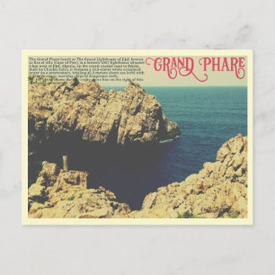 Die Küstenlinie des Grand Phare Strandes in Jijel, Postkarte