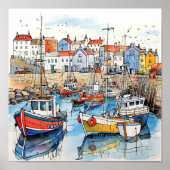Die Küstenschiffe im Hafen Poster (Vorne)