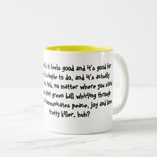 Die Lächeln-Tasse Zweifarbige Tasse (VorderseiteRechts)