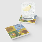 Die lächelnde Sonnenblume Steinuntersetzer (Seitenansicht)