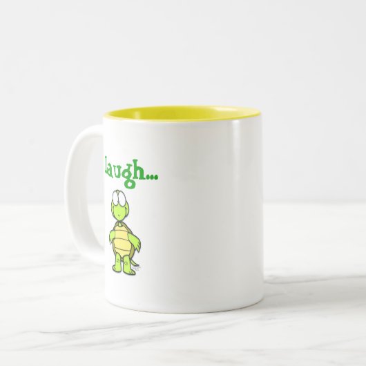 Die Lachen-Tasse Zweifarbige Tasse (Vorderseite Links)