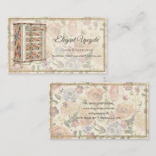 Die lackierten Möbel verfeinern die Blumen Visitenkarte (Vorne/Hinten)